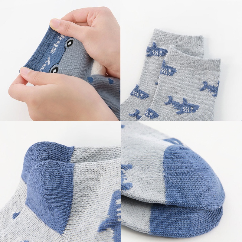 Set 5 đôi tất KOKOROCARE MSW-39 họa tiết cá mập hoạt hình thời trang size S- L cho bé 1- 8 tuổi