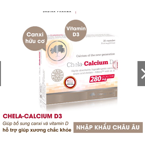 [Hàng Nhập Khẩu] Canxi hữu cơ cho mẹ bầu sau sinh Chela Calcium D3 280mg