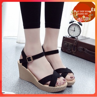 (xẢ KHO ) giày Sandal Đế XUỒNG 9cm 2 dây chéo màu ngẫu nhiên  Giày dép xinh Mys
