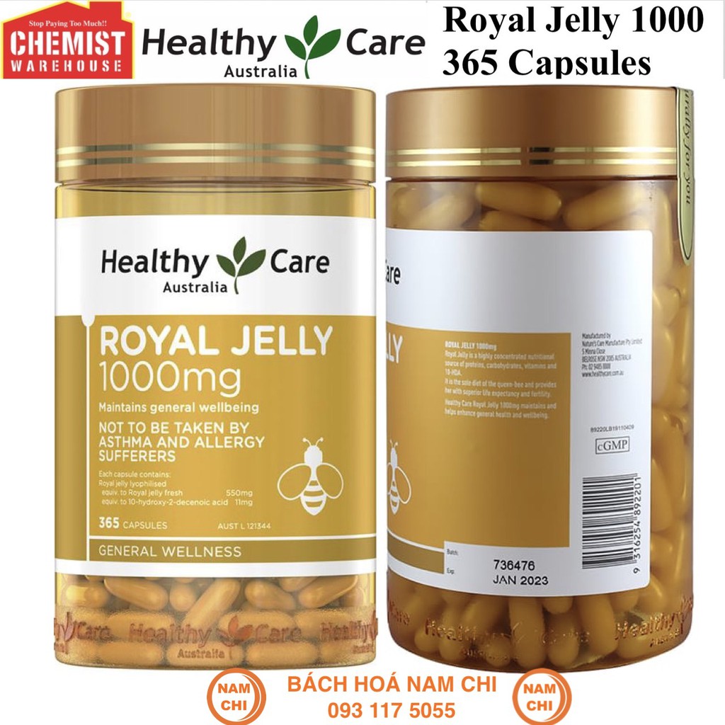 Sữa Ong Chúa Healthy Care Royal Jelly 365 Viên - Mẫu mới