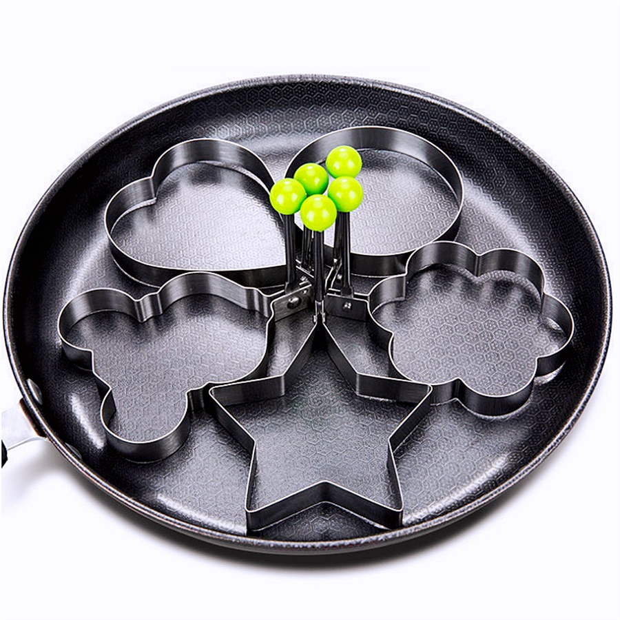 Bộ khuôn chiên trứng tạo hình bằng inox 5 chiếc