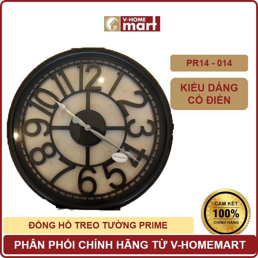 Đồng hồ treo tường Prime mã PR14-014 đồng hồ kim, kiểu dáng cổ điển - Phân phối chính hãng bởi Vhomemart