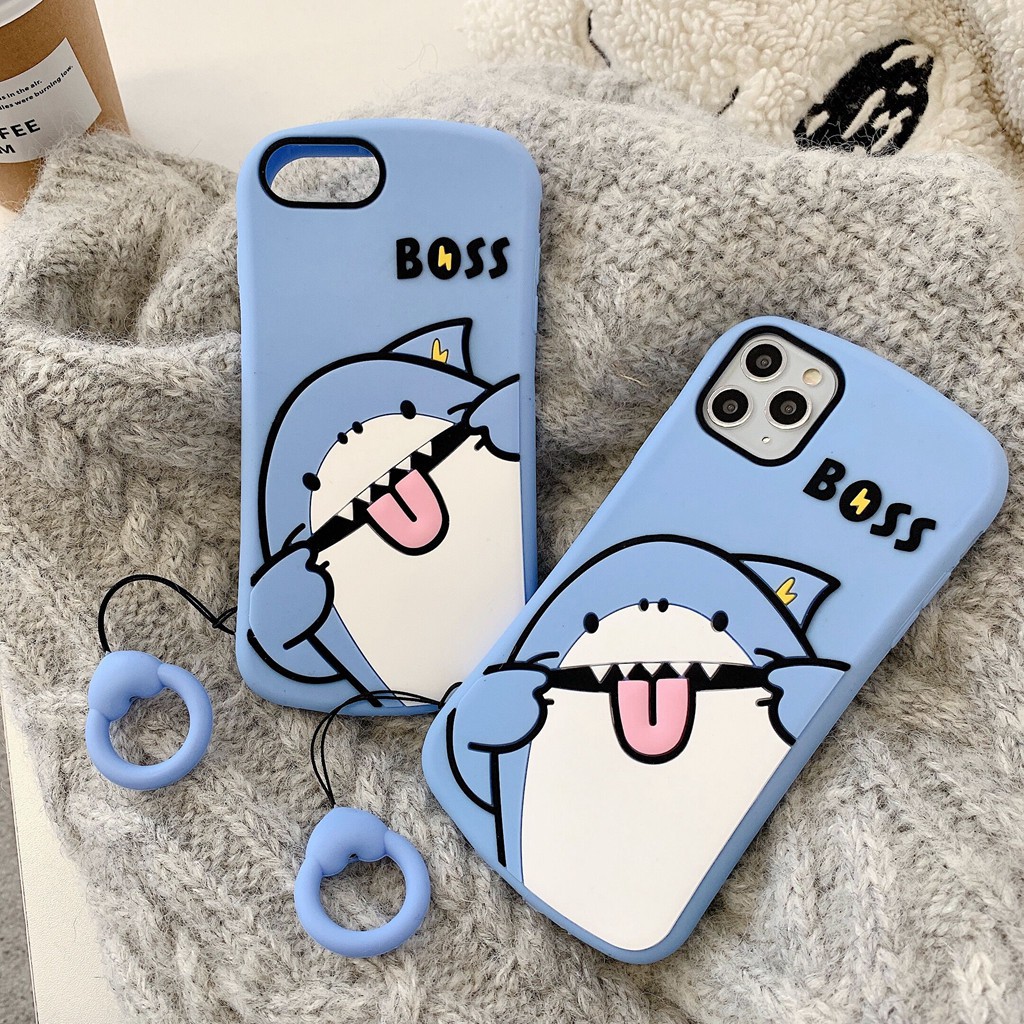Ốp Điện Thoại Silicon Mềm Hình Cá Mập Xanh Dễ Thương Cho Iphone 14 pro max 13 pro max 6 7 plus 8 plus x xs max xr 11 12 pro max