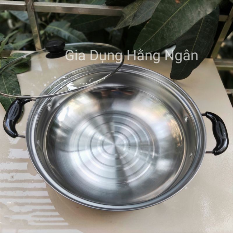 Nồi Lẩu inox 28cm - Xoong Lẩu inox dùng cho bếp từ, bếp ga