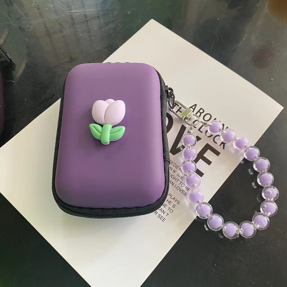 Túi Đựng Tai Nghe / Dây Cáp Sạc USB Họa Tiết Hoa Dễ Thương