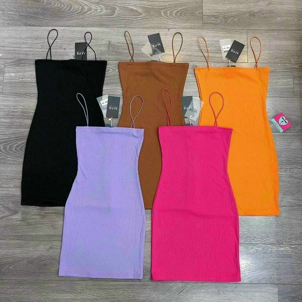 Đầm body 2 dây bún chất thun bozip tôn dáng ôm dáng xinh xắn cho bạn gái
