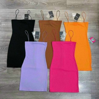 Đầm 2 dây bún body ôm dáng chất thun bozip