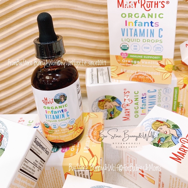 Vitamin C Hữu Cơ Mary Ruth's Organic Infants Mỹ 60ml cho bé từ 6-12 tháng [ Hàng Air - BW Store ]