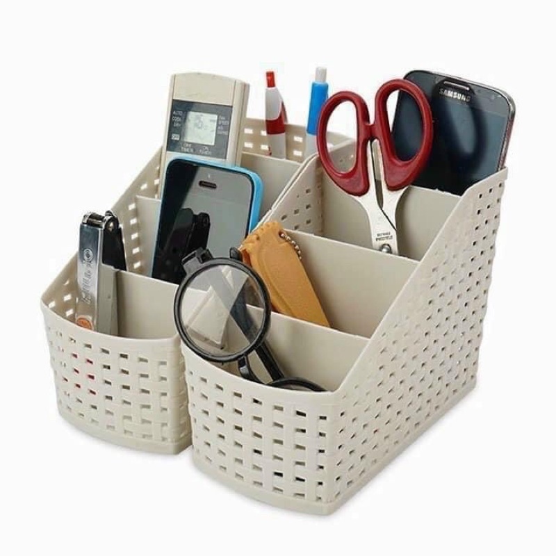 Khay 4 ngăn đa năng đựng mỹ phẩm bút điều khiển điện thoại - Kệ nhựa để bàn đựng đồ tiện ích nhựa Việt Nhật