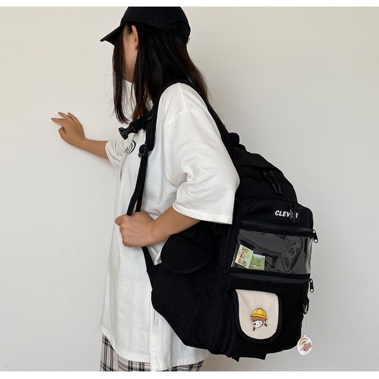 Balo unisex nam nữ đi học đi chơi thời trang hàn quốc ulzzang dễ thương kèm phụ kiện 479