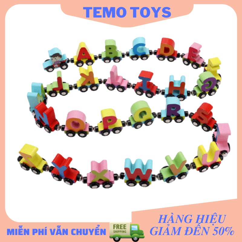 Đồ chơi giáo dục cho bé đoàn tàu chữ cái/số đếm nam châm từ tính phát triển tư duy Temo Toys