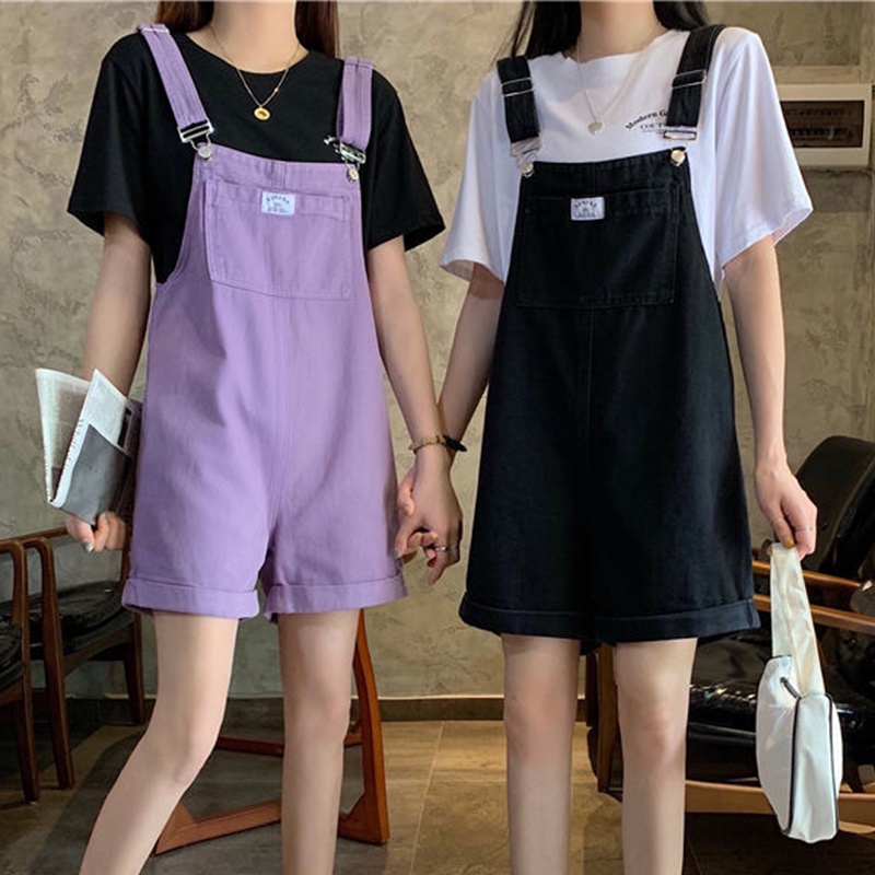 Quần yếm denim ống rộng thời trang cổ điển cá tính cho nữ
