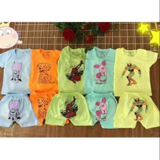 Sét 5 bộ cộc tay cotton hình thú bé trai / bé gái