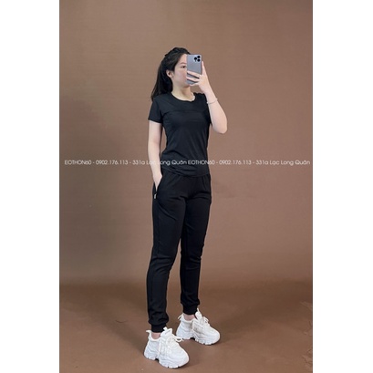 Áo anling chữ sau lưng , quân jogger trơn có bo  Eothon60