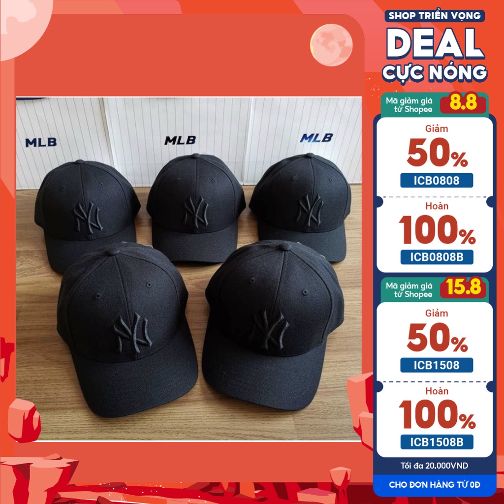 Mũ MLB chữ NY đen