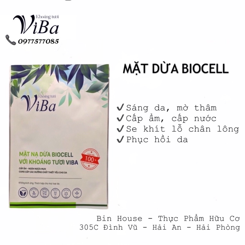 [VIBA] Mặt nạ dừa Biocell Khoáng Tươi ViBa bổ sung lợi khuẩn, dưỡng ẩm, sáng da, ngừa lão hóa, giảm mụn, trẻ hóa da