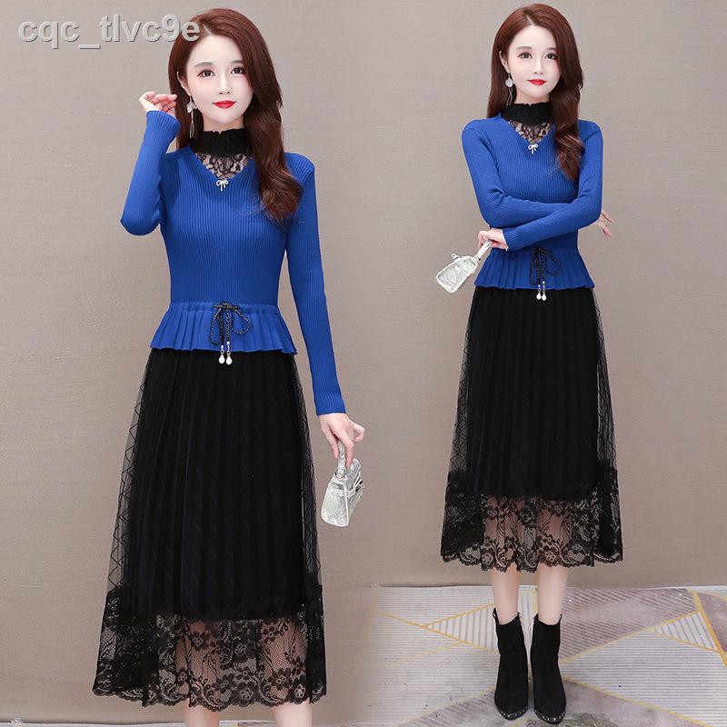 2021 spring new dress, elegant and thin, winter base warm thin sweater dress