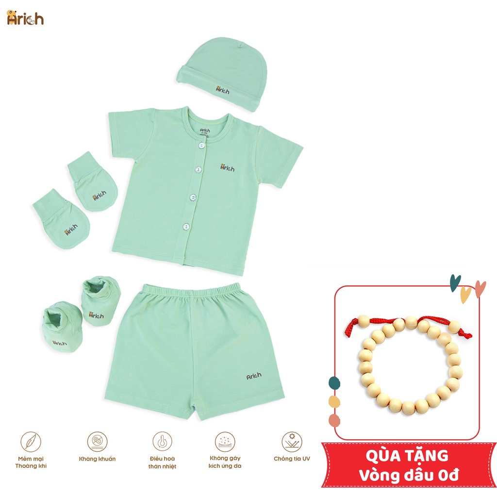 Combo cộc tay cài thẳng trơn petit sợi tre ARICH