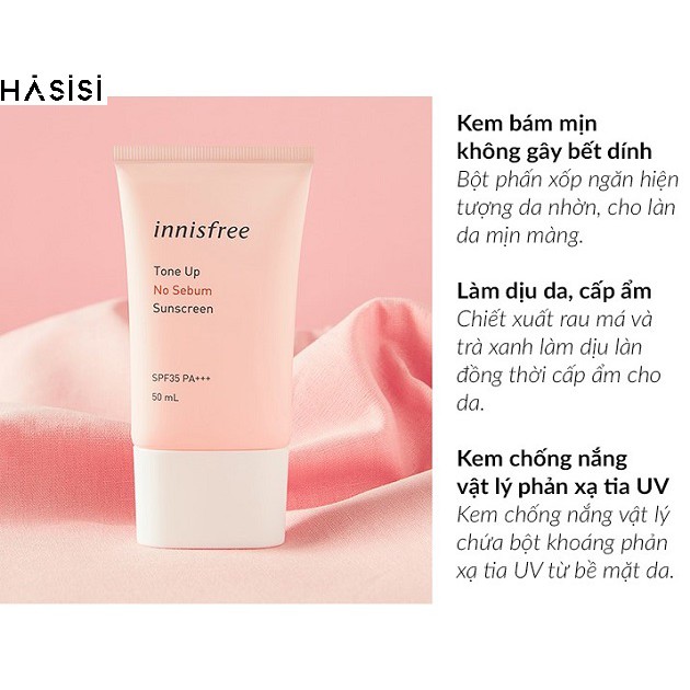 Kem Chống Nắng Nâng Tông Da INNISFREE TONE UP NO SEBUM SUNSCREEN SPF50/PA+++ 50ml