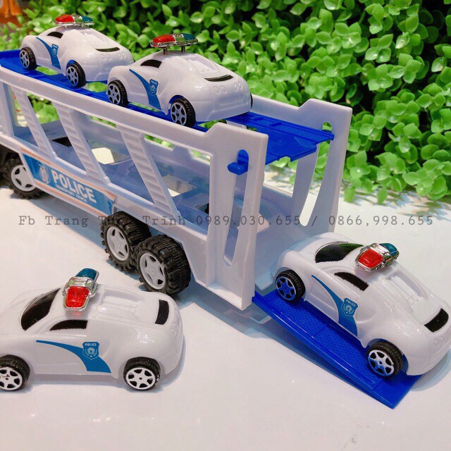 [ SIÊU RẺ ] Xe tải police chở 5 xe mini loại to cho bé ( ảnh&clip thật )