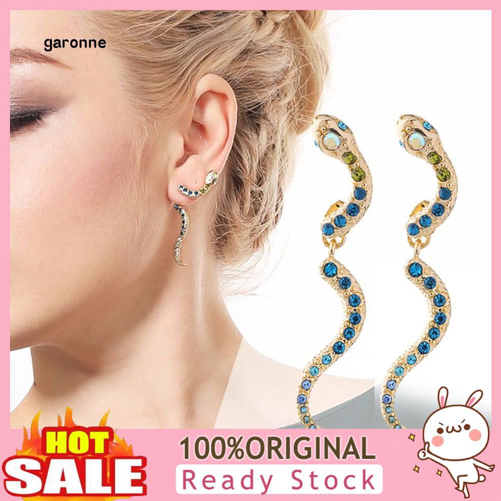 Khuyên tai hình rắn đính đá phong cách cổ điển thanh lịch dành cho nữ