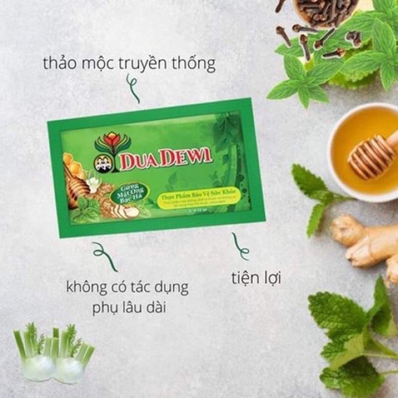 Siro Dua Dewi chiết xuất thảo dược (gừng, mật ong, bạc hà) giảm triệu chứng cảm, nghẹt, sổ mũi, đau họng, mệt mỏi