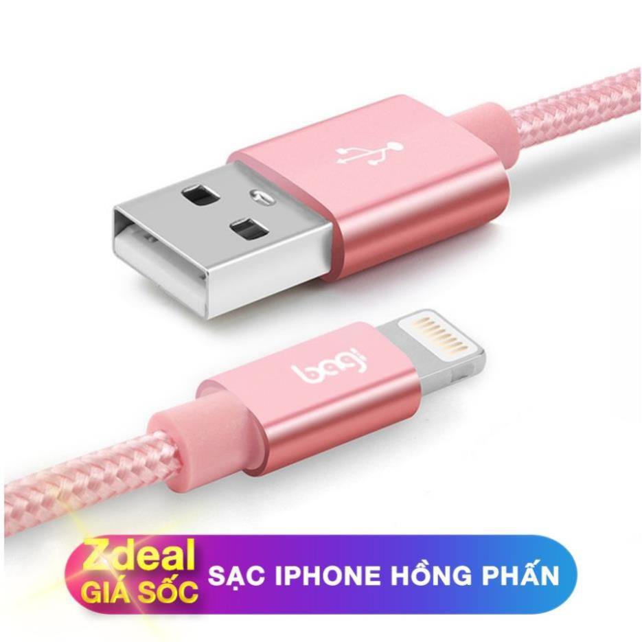 Sạc iPhone / iPad Bagi - Loại sạc nhanh dây bọc dù cao cấp Lightning Iphone 5 5s 6 6s 7 7s 8 Plus và iPhone X- IS10