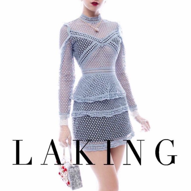 (LakingHouse) Váy ren xanh Laking house