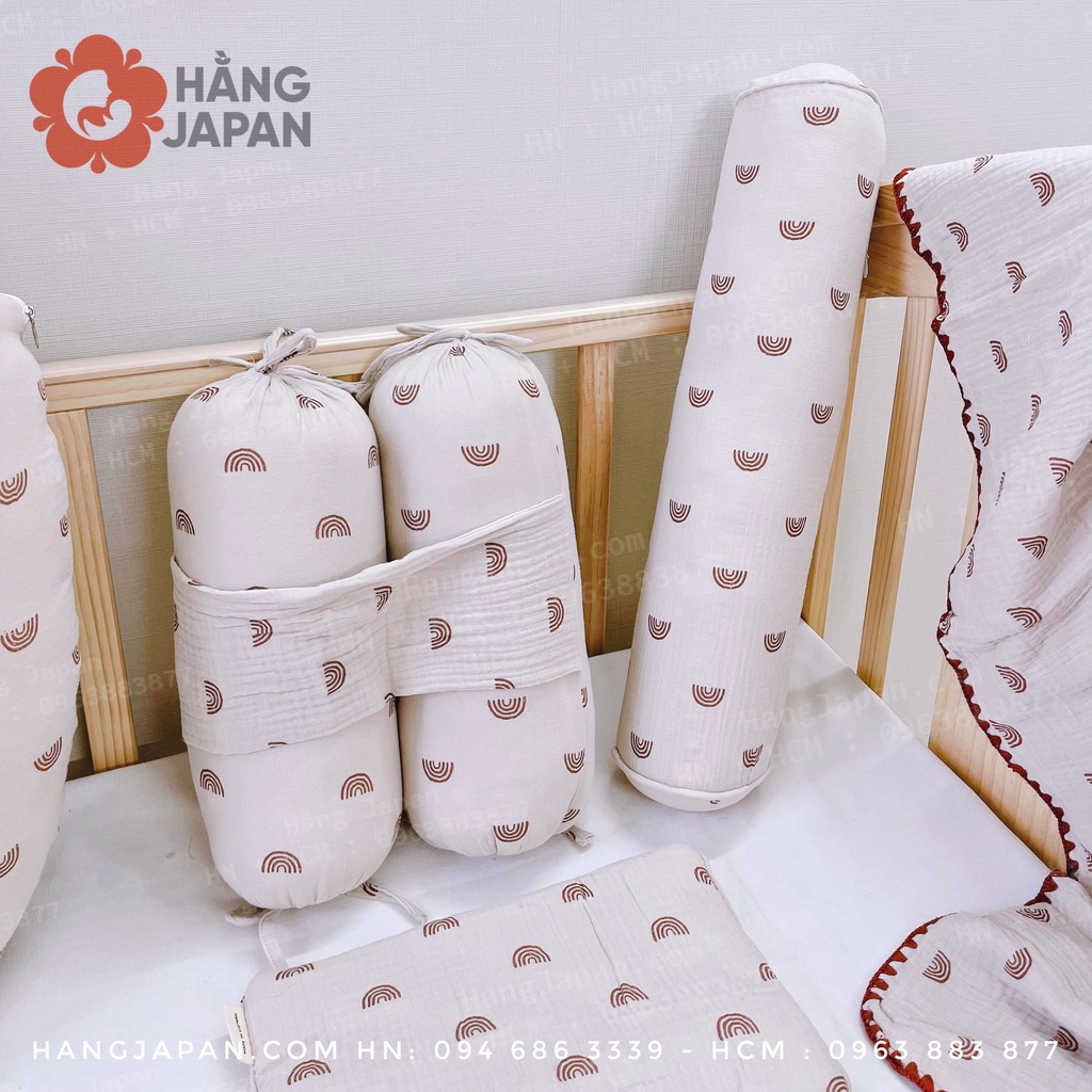 Gối ôm MOCHEE Muslin cao cấp giúp bé ngủ ngon kích thước 15x50cm