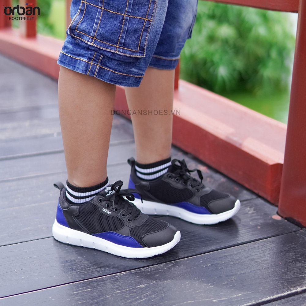 Giày thể thao cao cấp bé trai urban TB1965 đen xanh