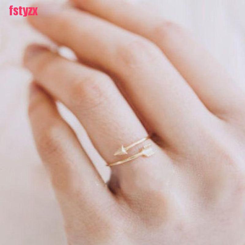 FSVN Women Girl Fashion Rings Gold Silver Adjustable Arrow Open Knuckle Ring Jewelry