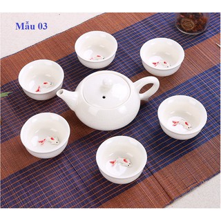 Bộ Ấm Chén 3D hình cá cao cấp