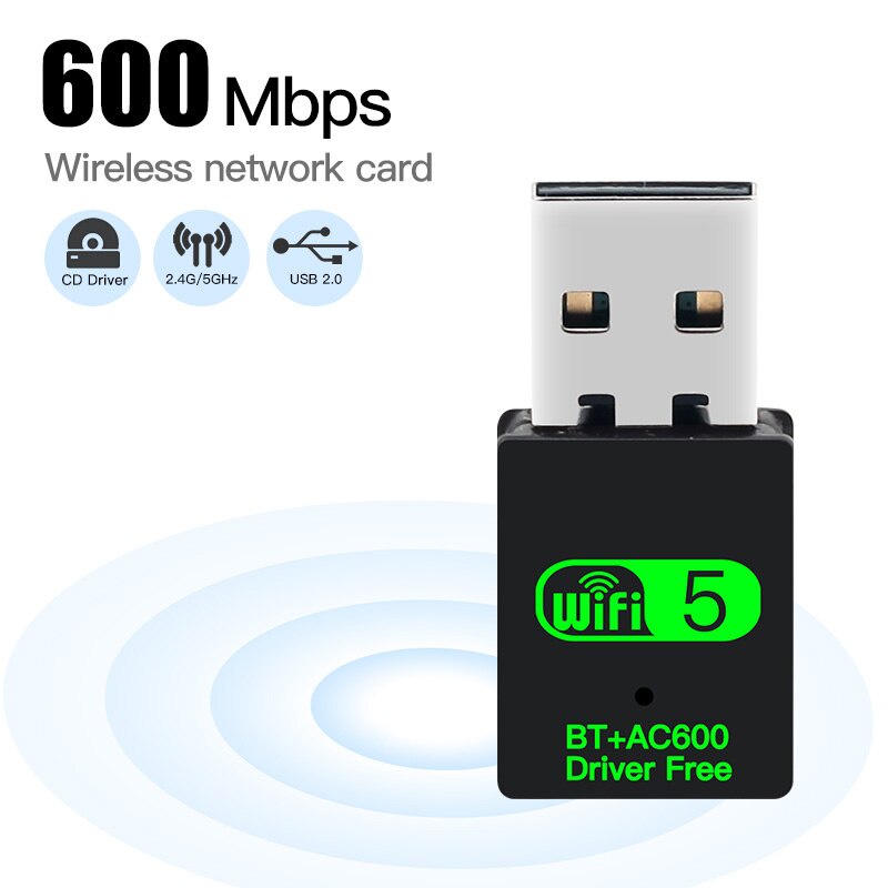 Usb Wifi Mini 600mbps 2.4ghz / 5ghz Usb 2.0 Wlan 802.11ac Cho Pc Laptop Windows 7 / 8 / 10