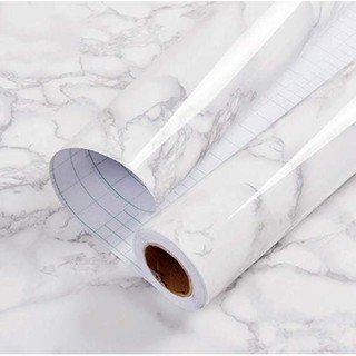 Marble Paper Granite - Giấy dán có keo dính đá thạch trắng 60cm x 5M - Home and Garden