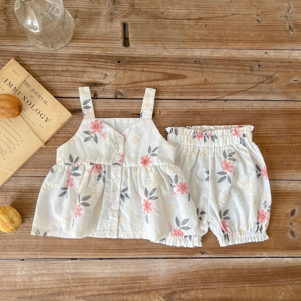 Bộ Trang Phục Gồm Áo Hai Dây Và Quần Short Thời Trang Mùa Hè Dễ Thương Cho Bé Gái