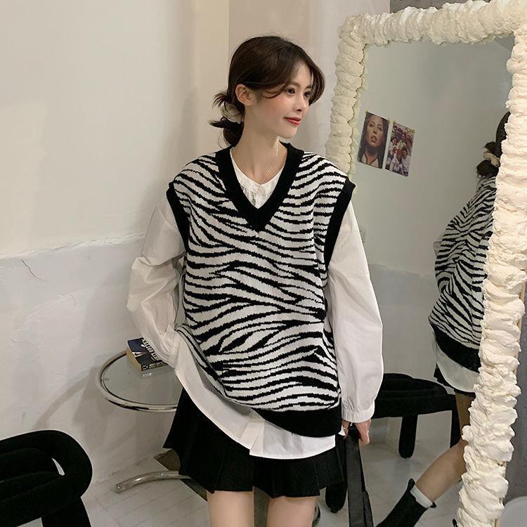 Áo Len Không Tay Mềm Mại Họa Tiết Ngựa Vằn Thời Trang Hàn Quốc 2020 | BigBuy360 - bigbuy360.vn