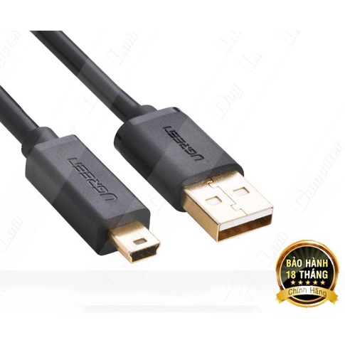 Cáp chuyển USB 2.0 sang Mini USB, OTG USB to mini USB 1,5m, mạ vàng, tốc 480Mbps Chính hãng Ugreen 10385