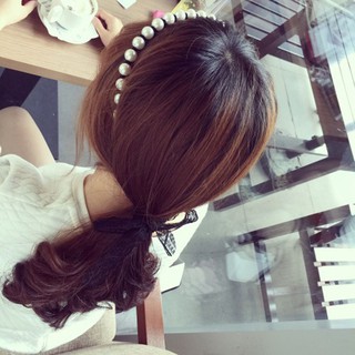 Băng đô ngọc trai kết hợp cột tóc