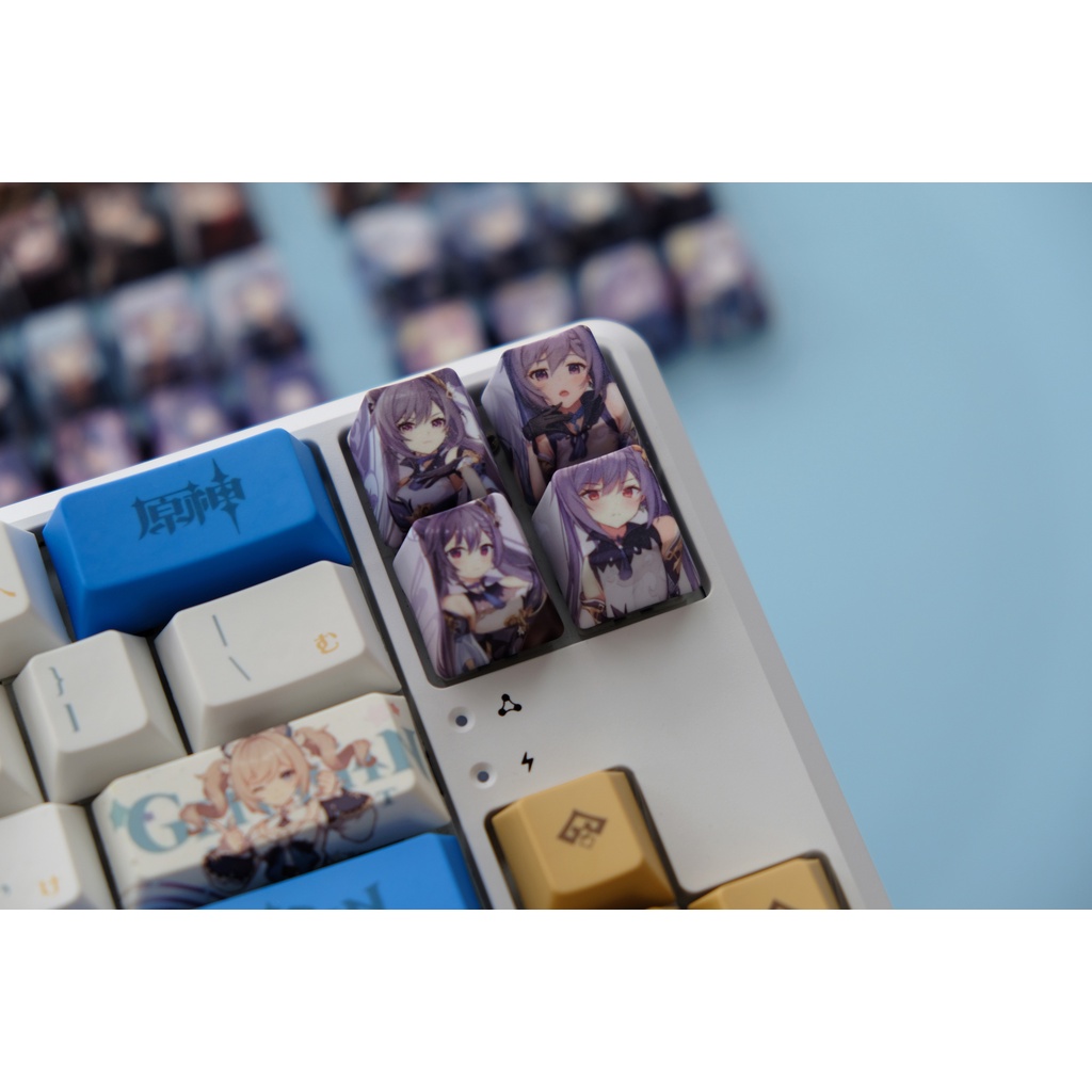 Set 4 nút bàn phím cơ in hình Genshin Impact Oem R4 PBT nhuộm thăng hoa nhiều kiểu tùy chọn