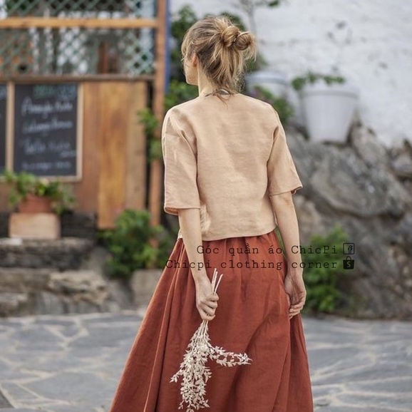 🌸 ÁO LINEN VINTAGE NÚT GỖ THANH LỊCH 🌸