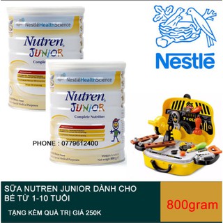 (Mẫu mới nhất)Combo 2 hộp sữa Nutren Junior 800g tặng đồ chơi bác sỹ