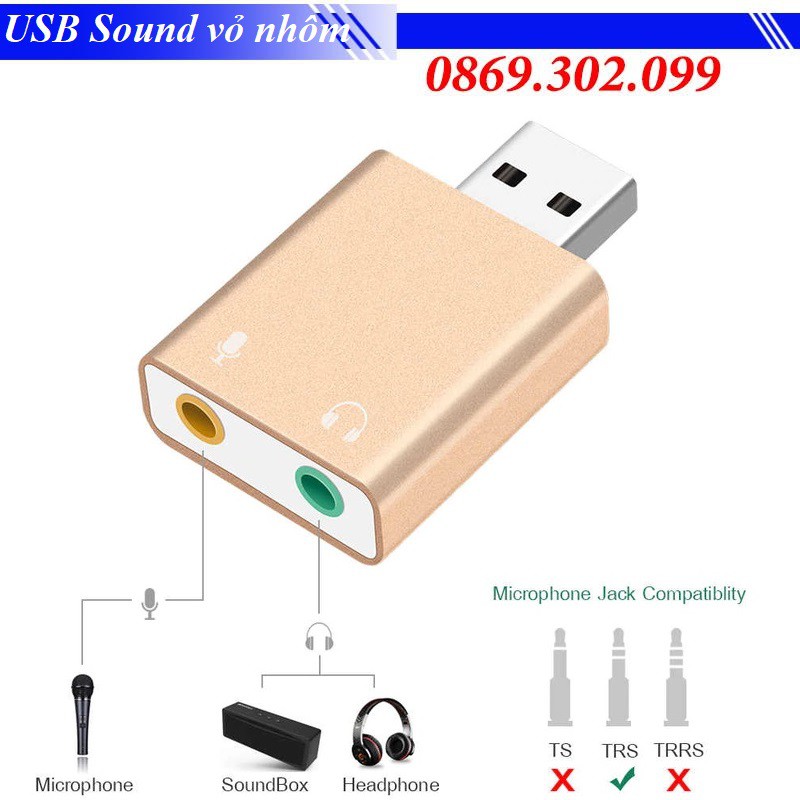 Đầu USB Sound 7.1 card âm thanh 3D vỏ nhôm