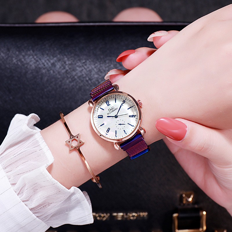 Đồng hồ thời trang nữ D&G dây nam châm vĩnh cửu, mặt số dể dàng xem giờ, vát cạch cực đẹp | BigBuy360 - bigbuy360.vn