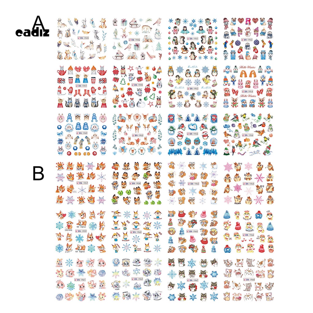 [Hàng mới về] Miếng dán trang trí móng tay nhiều màu sắc chủ đề giáng sinh