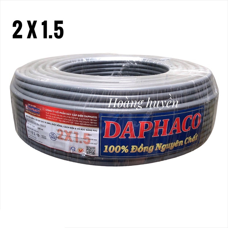 Dây điện đôi 2x1.5 vỏ bọc xám daphaco 10m,20m