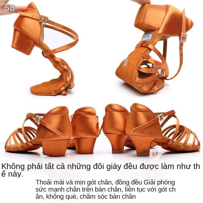 Giày khiêu vũ Latin chuyên nghiệp, vũ, nữ trẻ em, cao gót đế mềm cho bé gái mới bắt đầu mùa hèK