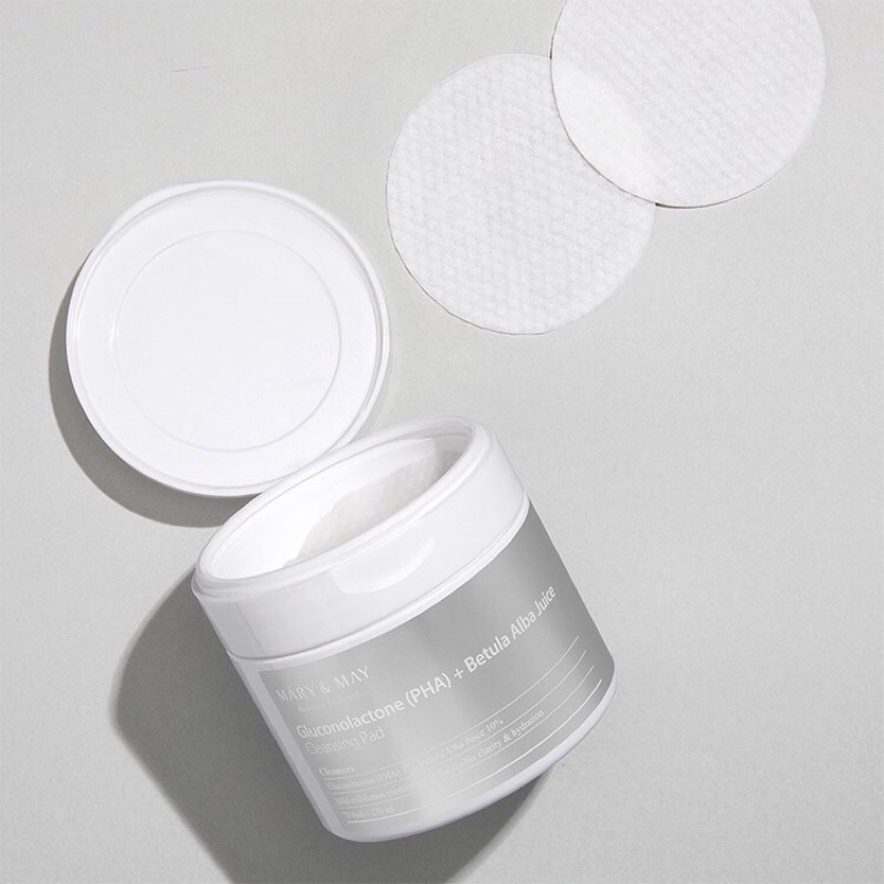 Tẩy trang dạng pad MARY & MAY GLUCONOLACTONE  + BETULA ALBA JUICE CLEANSING PAD