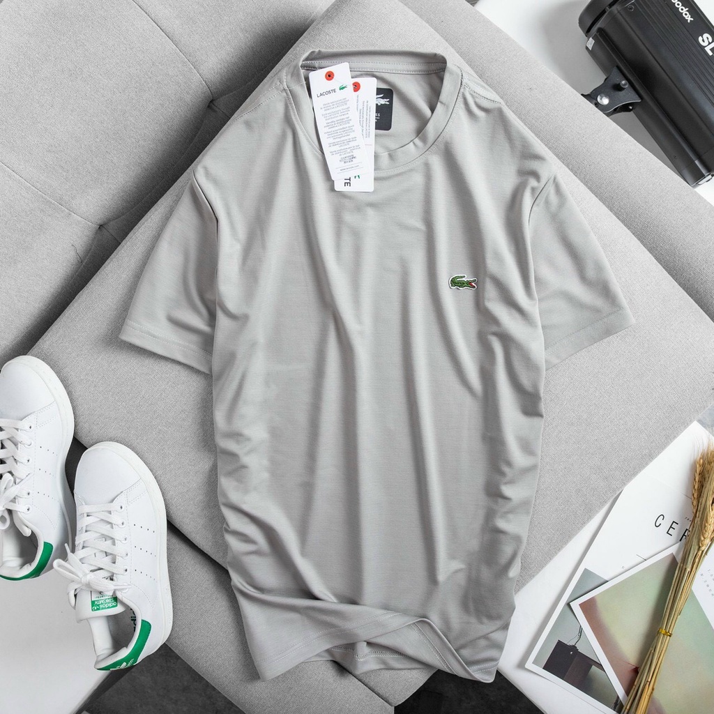 Áo thun nam cá sấu tay ngắn cổ tròn cao cấp nhiều màu, chất cotton bề mặt vải mịn mát