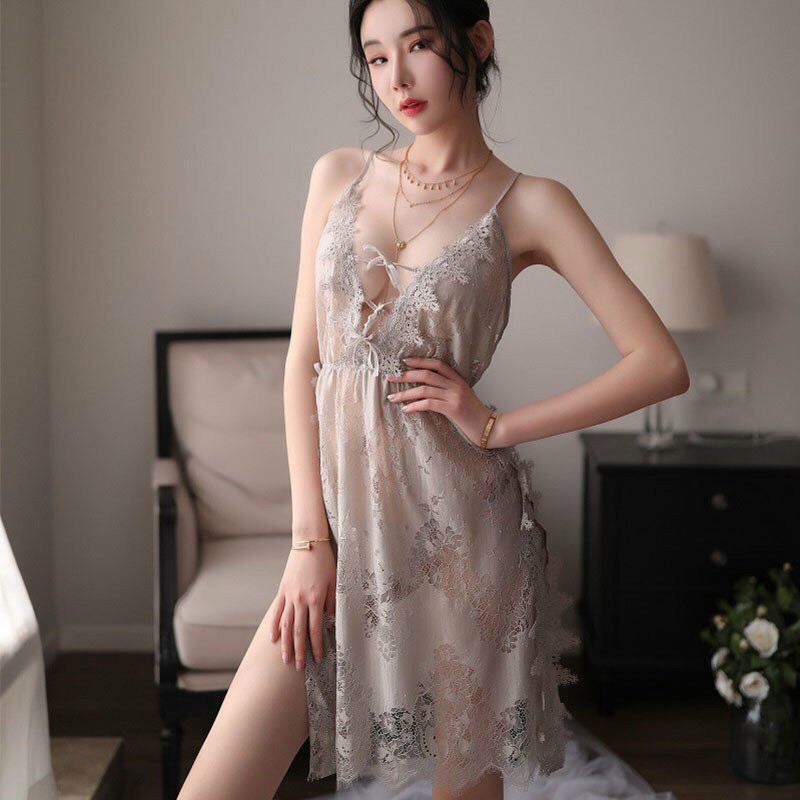 Váy Ngủ Sexy 5128 Chất Liệu Ren Cao Cấp, Nhìn Xuyên Thấu, Hở Chíp Cực Kì Gợi Cảm | BigBuy360 - bigbuy360.vn