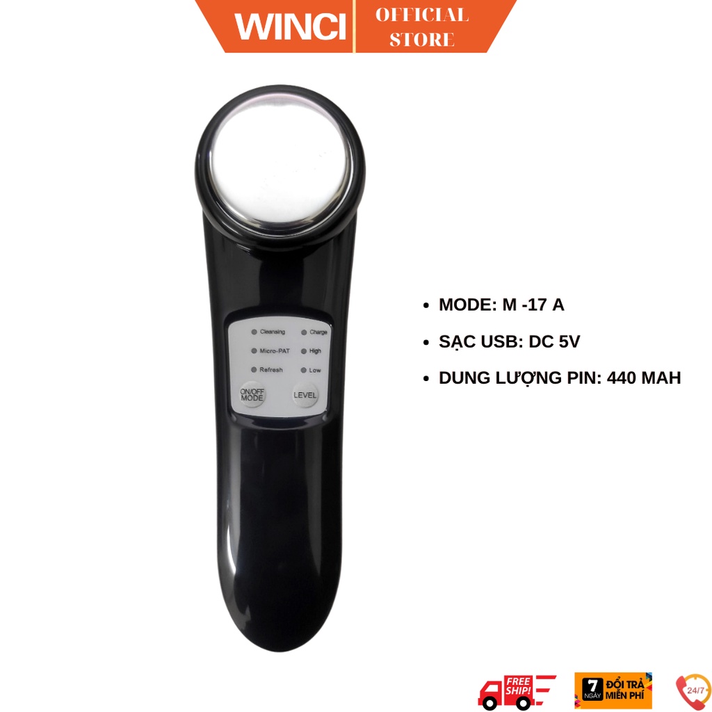Máy đẩy tinh chất, massage da mặt 3 chế độ Winci, WINM17A